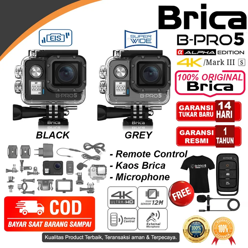 Brica B-Pro 5 Alpha Edition Action Cam AE3S - AE Basic - AE Lite - AE1 4K - AE2 - AE2S - Kamera Brica