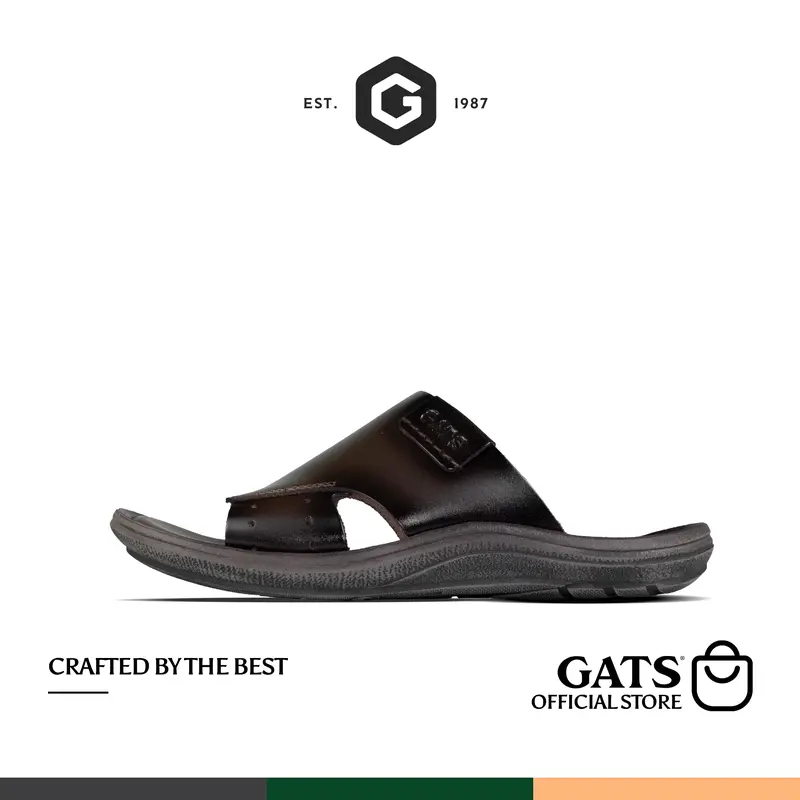 GATS - HG 281 - Sandal Kulit Pria Casual - Coklat Tua 2