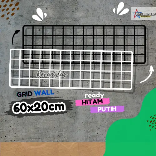 Wall grid mesh board 60x20cm ram besi untuk hiasan dinding dekorasi dan poto polaroid hijang wire grid wall 0