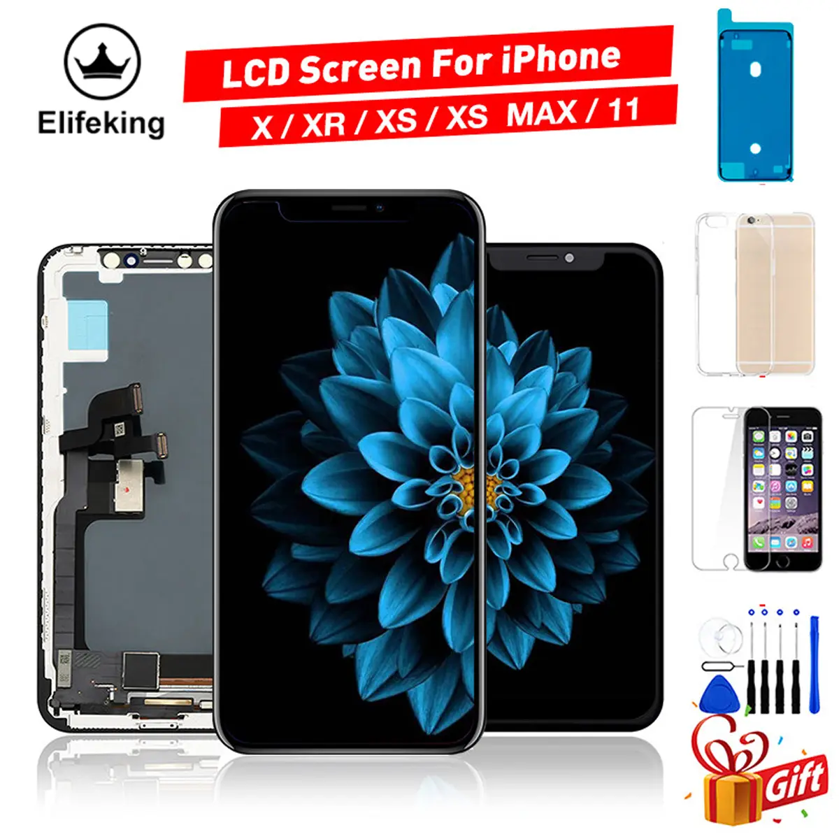 Màn hình LCD, dành cho iPhone X, XR, XS MAX, 11 Pro, với màn hình cảm ứng 3D, hỗ trợ thay thế Bộ Số hóa, tương thích với Face ID
