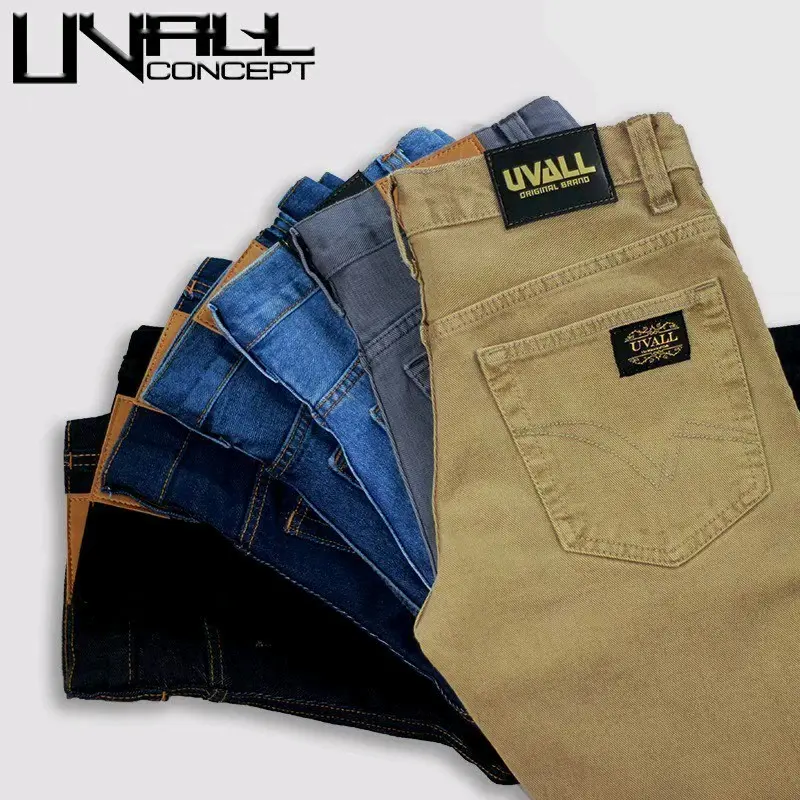 Uvall Celana Jeans Panjang Pria Standar Reguler Original Brand Uvall Murah Denim Biru Hitam Nyaman Celana  Pria Nyaman tebal lembut Hitam Dewasa Distro Fit Casual Biru Semi Slim Keren Muda
