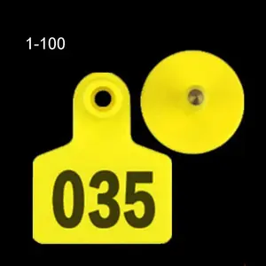 Plastic Livestock Ear Tags with 1-100 Series Numbers Farm Animal Identification Tags for Cattle Pig Sheep Pack of 100 A2BB