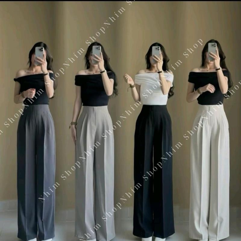 [MẪU MỚI] Quần Suông Ống Rộng Cạp Liền Khoá Sườn Chất Liệu Gold Hàn Cao Cấp Mềm Rũ Women Pants Nữ