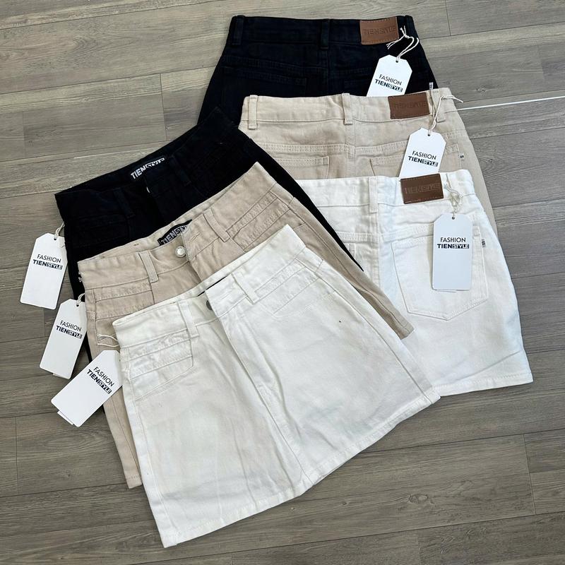 TIENSTYLE - Chân Váy Jean Nữ Mạc Da Lưng Form A Viền Túi Có Lót Quần Chân Váy A Dáng Ngắn Bigsize Đồ Noel Bigsize Nữ Quần Áo Tết Nữ