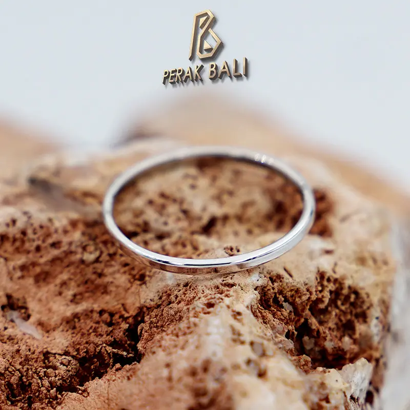 Cincin Simple Perak 925 Asli Cincin Wanita Minimalist Kotak Plain 6