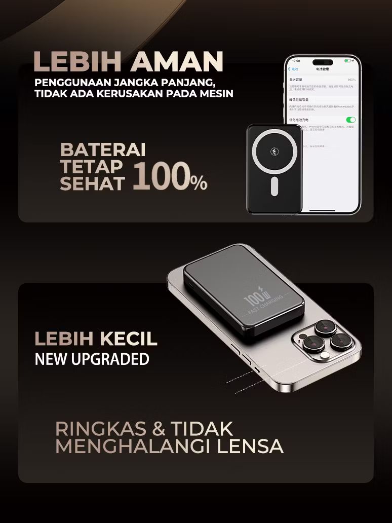 Powerbank Magsafe Mini 20000mAh Magnetic Wireless Charging 20W PD Fast Charge Bodi Logam Tipis Pocket Size Kecil dan Lebih Portabel Powerbank Magsafe Mini 20000mAh Magnetic Wireless Charging 20W PD Fast Charge Bodi Logam Tipis Pocket Size Kecil dan Lebih Portabel