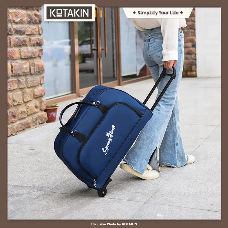KOTAKIN Tas Travel Troli Trolley Bag Kabin Pakaian Duffel Roda Besar Foldable Lipat Portable 3