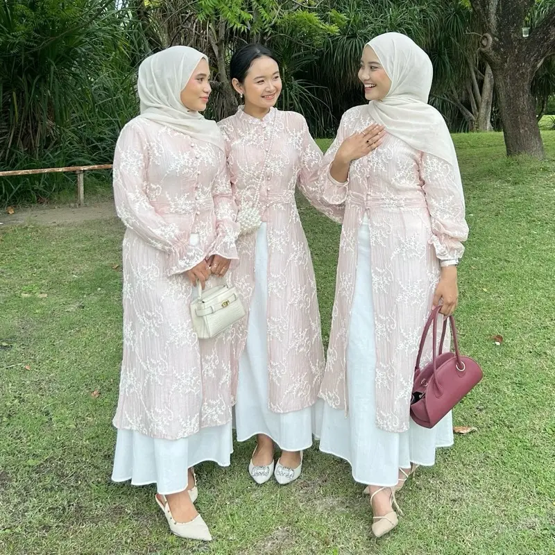 Rose pink full bordir