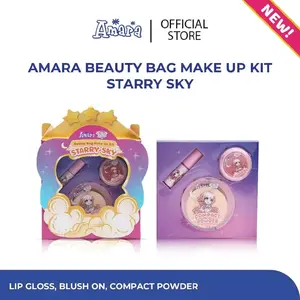 Amara Make up kit Beauty Bag Starry Sky / Amara Make up Kit Starry Sky / Make Up Bag / Makeup Anak BPOM / mainan anak perempuan / Amara Beauty Bag /  Compact  Lip gloss Blushon