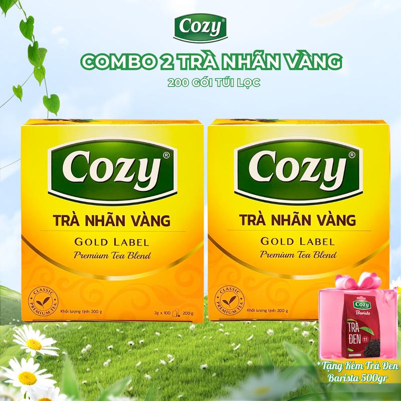 Trà Đen Nhãn Vàng Cozy Tea 100 Túi Lọc Rời - Tép Nhỏ Tiện lợi, Dễ Dàng Pha Chế, Đậm Vị Trà, Từ Lá Trà Sạch Tươi Nguyên Chất Nước Trà Chè