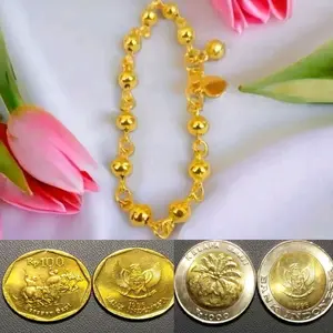 gelang tangan bola bola biji lada bahan koin asli