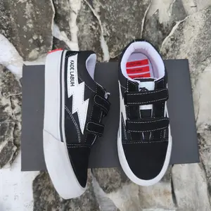 Sepatu Perekat Sekolah Anak petir Black White Sepati Anak Laki-laki & perempuan Sepatu Original KDL Casual Terbaru