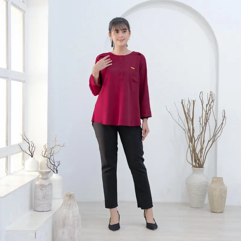 KAMILA Blouse Rayon Twill Lengan 7/8 Atasan Wanita Nyaman 1