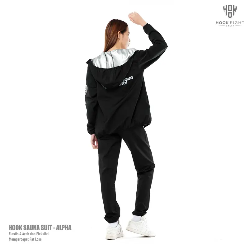 Jaket Sauna Suit Olahraga Baju Jas Pembakar Lemak Elastis Hook 5