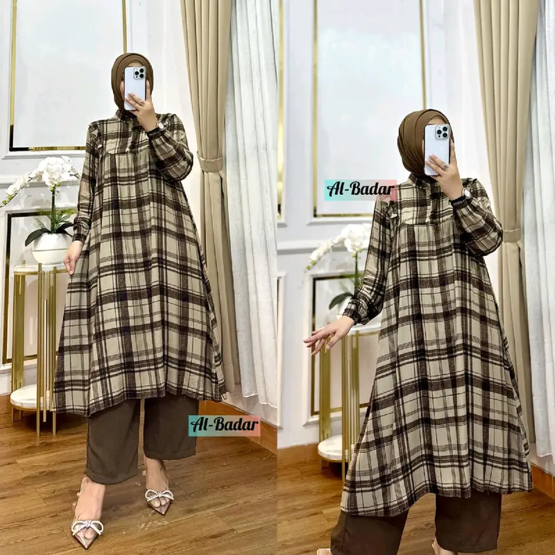 SETCEL LONG TUNIK RAYON MIX KERINGKEL MODEL TERBARU SETELAN CELANA VIRAL 2
