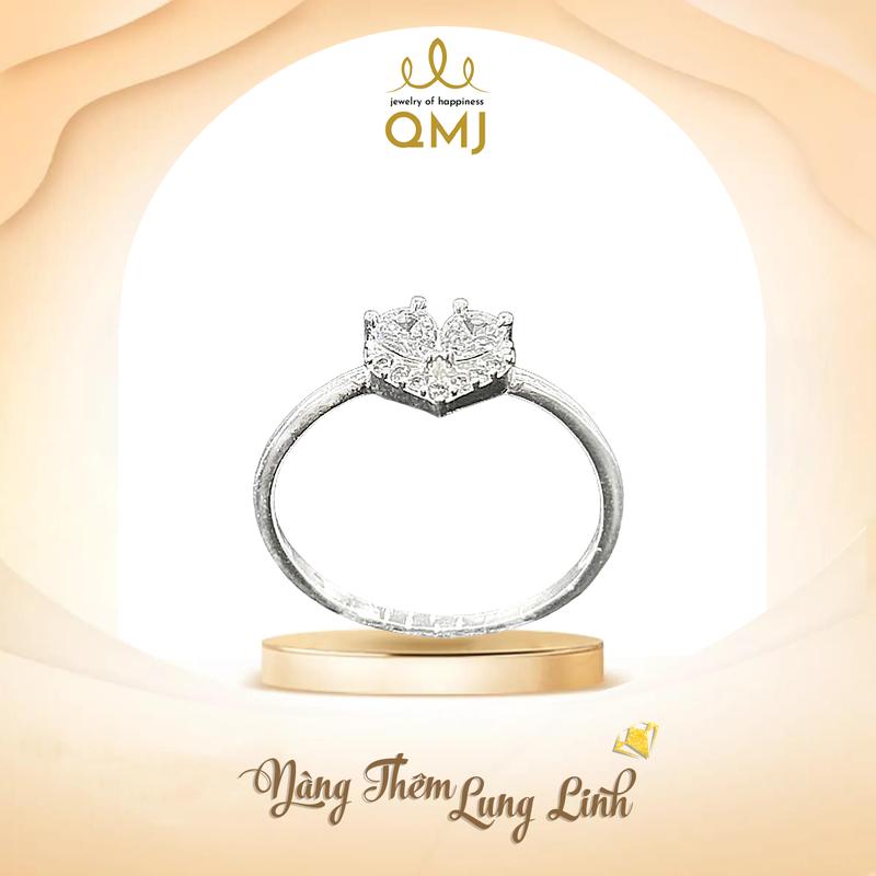 QMJ STORE - Q257 NHẪN TIM PHALE ĐÁ GIỌT NƯỚC LẤP LÁNH NỮ cao cấp QMJ, thời trang phụ kiện trang sức bạc 925 cao cấp nhẫn bạc nữ