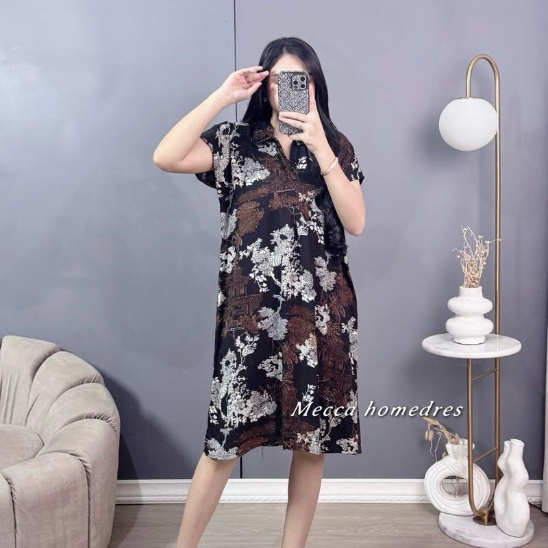 Mecca Dress korea style motif pita - Daster Motif rayon viscose busui resleting Bumil Wanita 6
