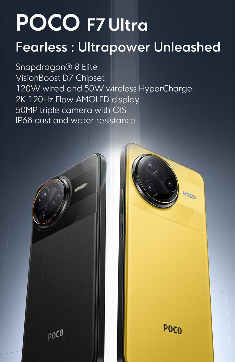 Product Introduction of POCO F7 Ultra (12/256GB)(16/512GB) | Snapdragon 8 Elite | VisionBoost D7 Chipset | 120W/50W wireless HyperCharge | 2K AMOLED display [Official Store] 0
