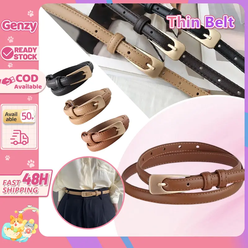 Thin Belt Female Design Sense PU Leather Narrow Belt Fashion Versatile Decorative with Dresses Denim Pants Belt Girls Versatile Belts Portable Dress Waist Chain Belt for Jeans with Pin Buckle belt fashion