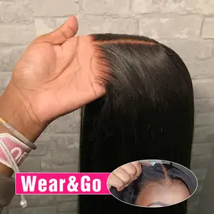 Straight Glueless Wig Lace Front Human Hair Ready To Wear And Go Preplucked For Women 36Inch Brazilian 13x6 Hd Lace Frontal Wigs