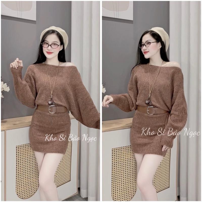 [V90  KÈM ĐAI - LÔNG XÙ]   Váy len tiêu lông thỏ kèm đai bản to QC Kho Sỉ Bảo Ngọc