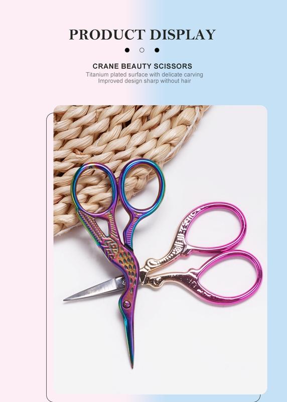 Product Introduction of Scissors Nail Art Manicure Tool Crane Shape Coloful Curved Head Eyebrow Chinese Style KOUDAN 15