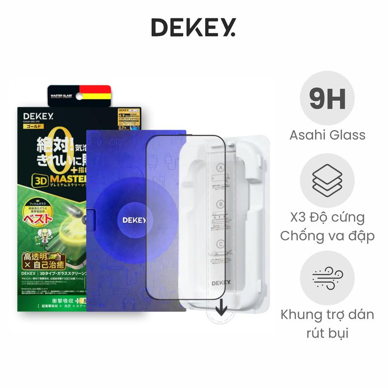   UPGRADE  Kính Cường Lực DEKEY Kèm Khung Trợ Dán 9H MASTERGLASS 3D SENTERY Phiên Bản Mới Viền Mỏng Hỗ Trợ Full từ X đến 17 Series 