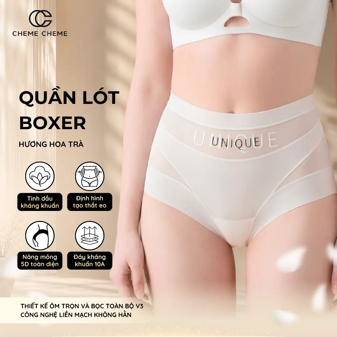 [CHEME CHEME] Quần Lót Boxer Cạp Trung – Che Bụng Mỡ Dưới – Tinh Dầu Camellia – Liền Mạch - 2026 - 1