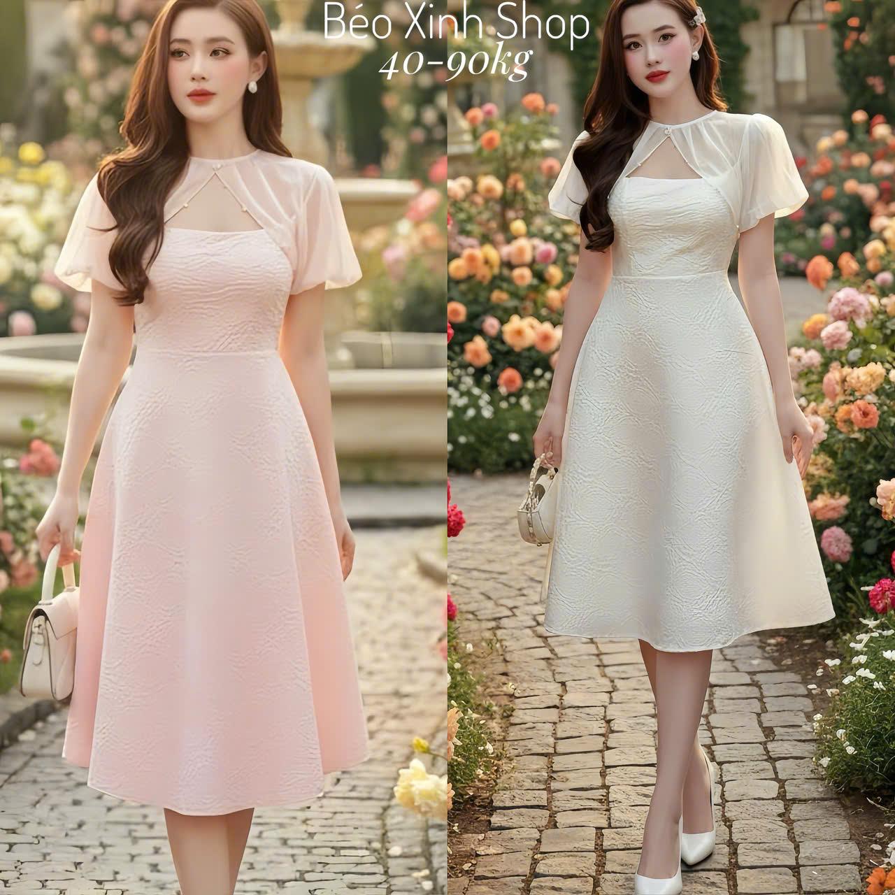 Váy Thời Trang Nữ Dự Tiệc Vải Xốp Hoa Thanh Lịch Bigsize Nữ 40-95Kg Women Cotton - A.1317