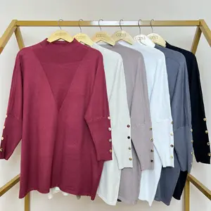 COOVI Billie Long Oversize Top Gold Button Long Sleeves - Atasan Wanita Lengan Panjang Polos Knitwear Rajut