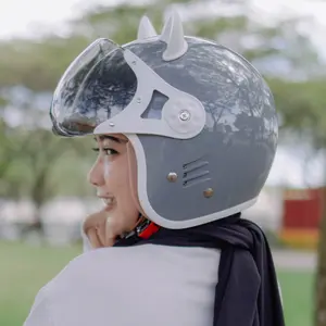 Helm Bogo Bipplast Kaca Pilot Terbaru Kekinian Helm Cewek Keren Aksesoris Kuping kucing Lucu Universal SNI Motorcycle Visor