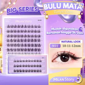 [LANGSUNG TEMPEL] Milan Story N01 Natural Bulu Mata Palsu Serat Kapas Premium Mudah Digunakan Untuk Pemula Eye Make Up Reusable
