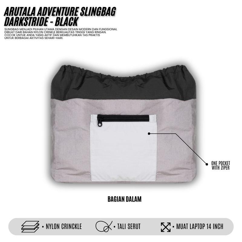 Arutala Adventure - Darkstride BLACK Waterproof Slingbag Tas Selempang Pria Wanita 2