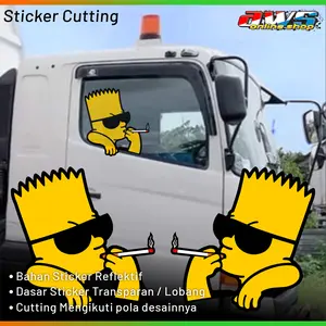 Sticker Cutting The Simpson Merokok Big Size Kaca Truk