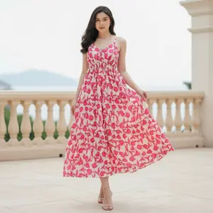Olivia Midi Dress Wanita Kekinian Rayon Motif Terbaru - Devaira x Mimi