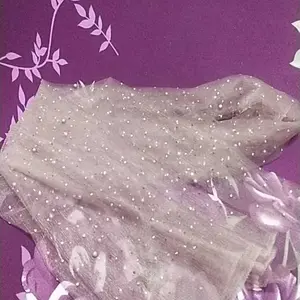 Kain Tile tulle Mutiara full stones/ kain tile tulle payet Mutiara