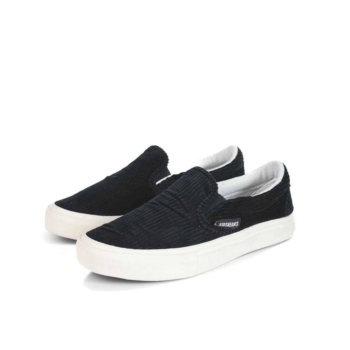 SIDSNEAKS - Sepatu Slip On Corduroy - New Black White