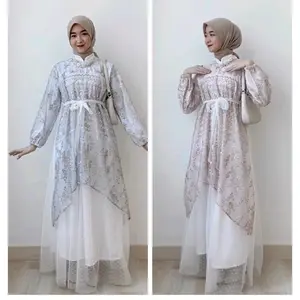 [READY LANGSUNG KIRIM] CALAMARY CALIANA RAYYA DRESS WANITA BRUKAT LEBARAN, VEST BRUKAT + KEMEJA