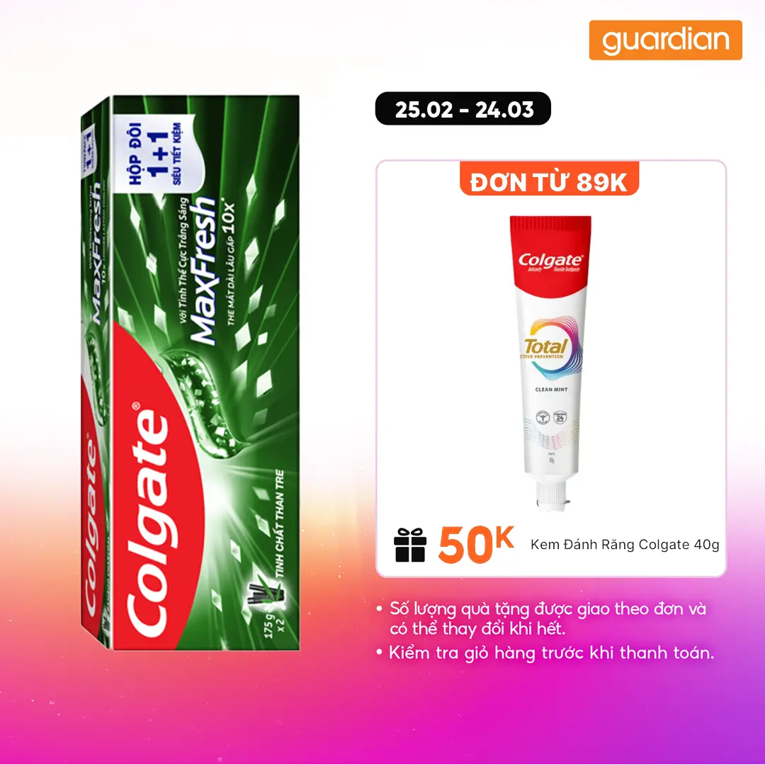 Bộ Đôi Kem Đánh Răng Colgate Maxfresh Than Tre 175Gx2