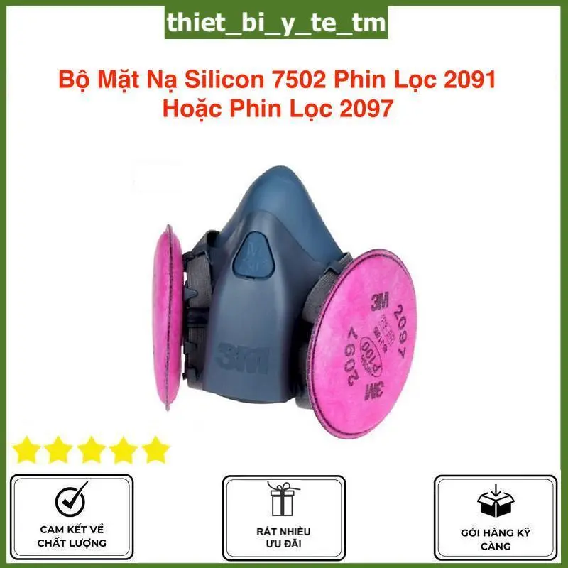 Bộ Mặt Nạ Kiêm Khẩu Trang Chống Bụi 7502 Kết Hợp Phin Lọc 2097 hoặc 2091 tấm lọc 2097 hoặc 2091 Rất Nhẹ thời trang có thể đeo ở các thành phố lớn để chống bụi siêu mịn PM2.5, có thể dùng để ngăn các loại bụi khác, đây là mặt nạ chủ yếu dùng chống bụi 0