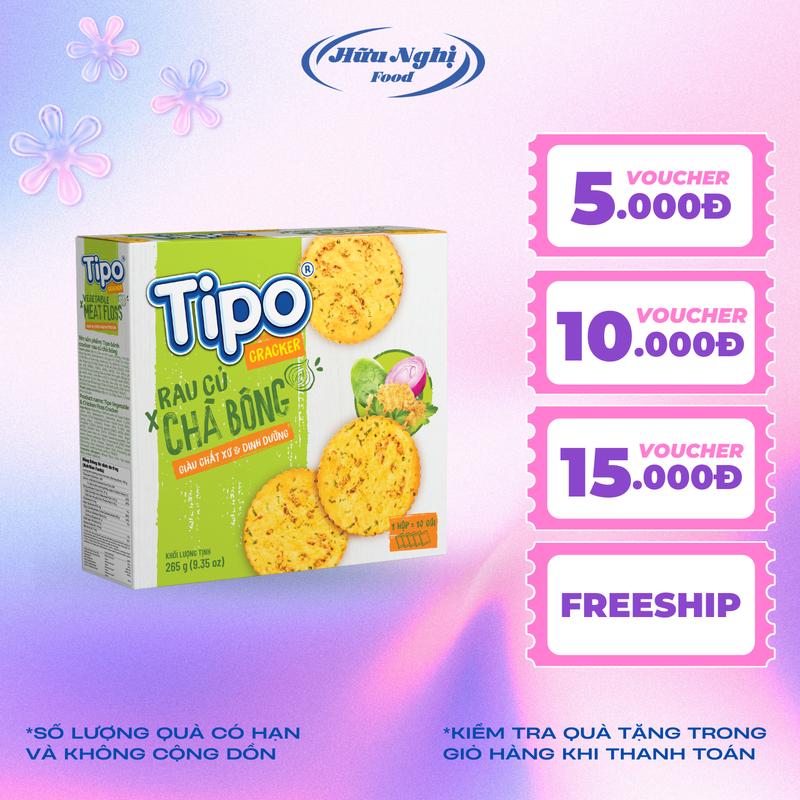 Bánh quy rau củ chà bông Tipo 265g Hữu Nghị dinh dưỡng, ngon giòn, ăn vặt tiện lợi