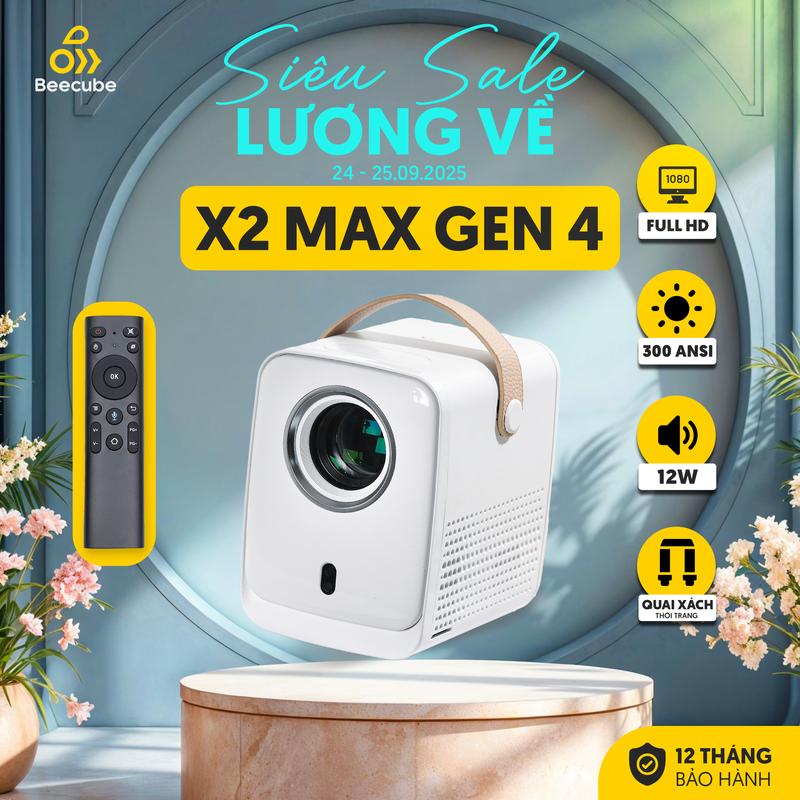 [ FLASH SALE ] Máy Chiếu Mini Cao Cấp Beecube X2 Gen 4 - Full HD - Bảo Hành 1 Đổi 1 Trong 12 Tháng, Máy Chiếu Tích Hợp Âm Thanh Projector Xem Phim