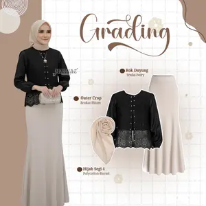 Setelan Kondangan Remaja Perempuan Korean Style ( Outer Crop - Rok Duyung - Hijab ) LQ0102