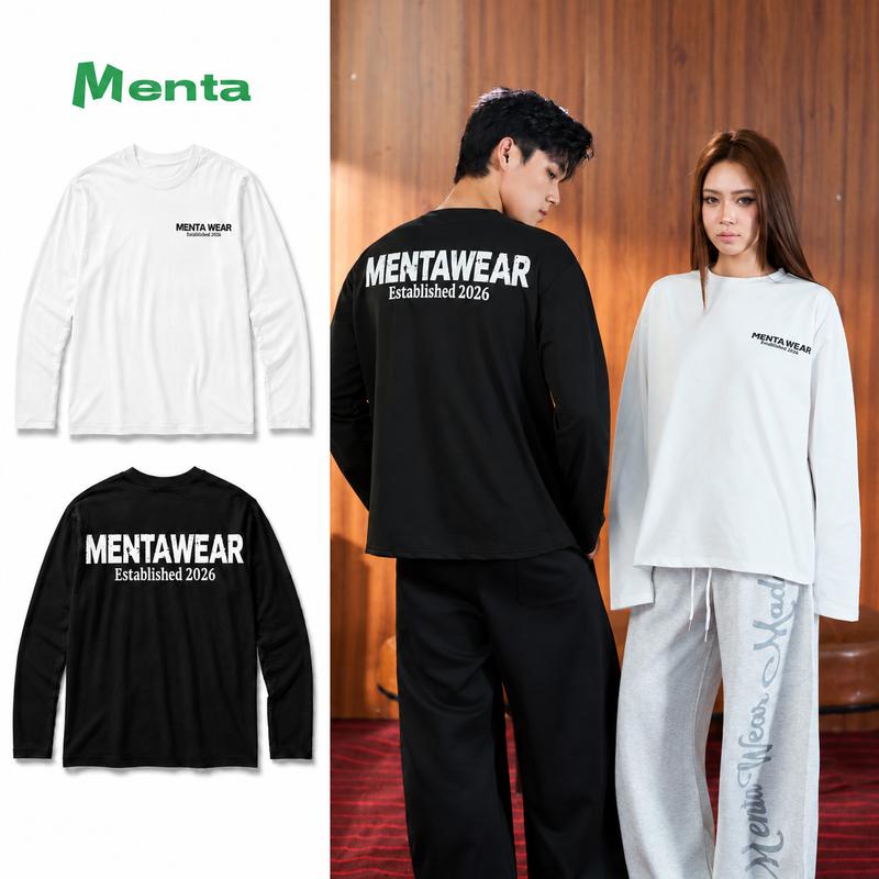 [DEAL MỞ BÁN] Áo Thun Dài Tay Nam Nữ MENTA WEAR Form Rộng Longsleeve Thun Xước Hàn Co Giãn In Chữ Grunge Phong Cách Streetwear