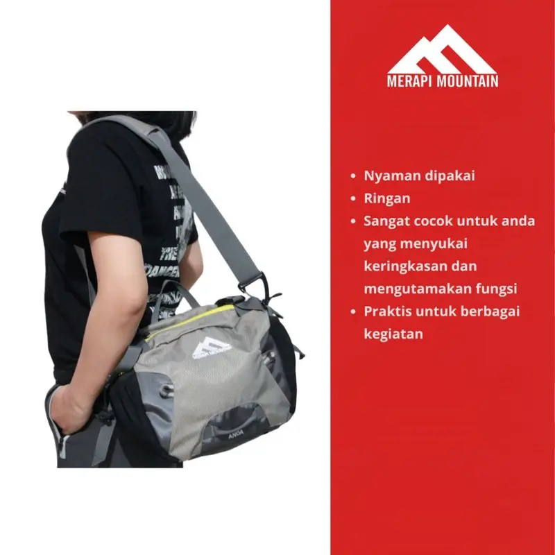 Tas travel. Merapi Mountain Anoa. Tas slempang. Tas multi fungsi. Travel Hitam 3