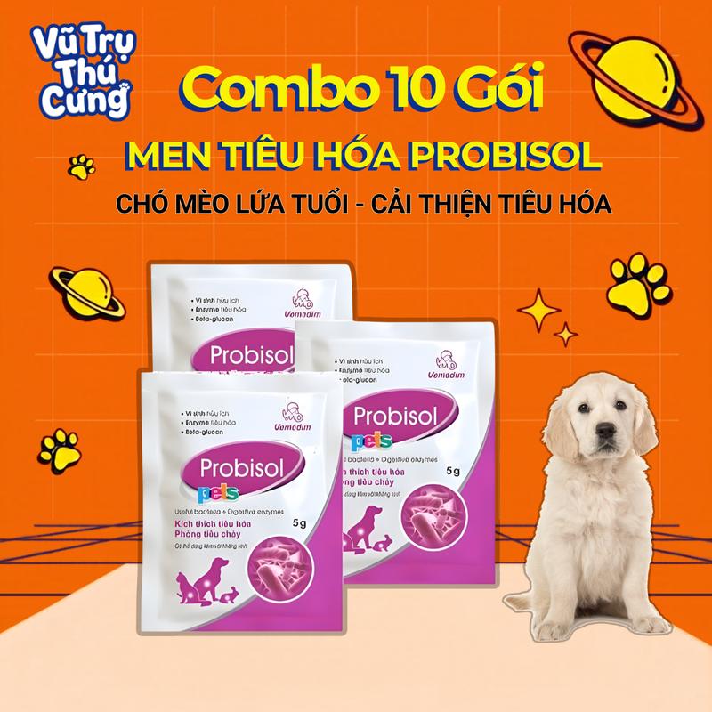 Combo 10 Gói Men tiêu hoá cho chó mèo Probisol - Hỗ trợ tiêu hoá, bổ sung Vitamin cho chó mèo