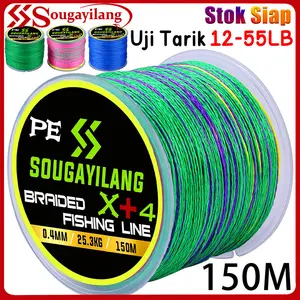 Sougayilang [COD] X4 PE 150M Senar Pancing Kepang 5 Helai Senar Pancing Halus .10MM-.40MM 12-55LB PE Senar Multifilamen Senar Kepang Ikan Mas senar  pe