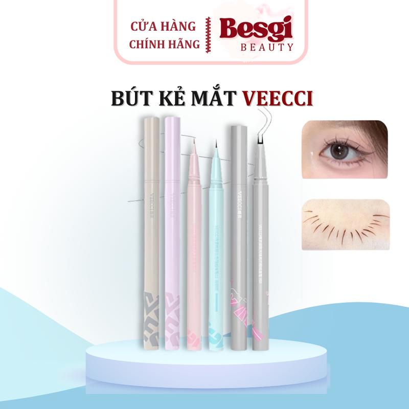  Bút Kẻ Mắt VEECCI và bút kẻ sợi mi dưới đầu siêu mảnh dạng lỏng chống thấm nước Trang Điểm không nhòe 0.005mm BESGI BEAUTY Cosmetic 