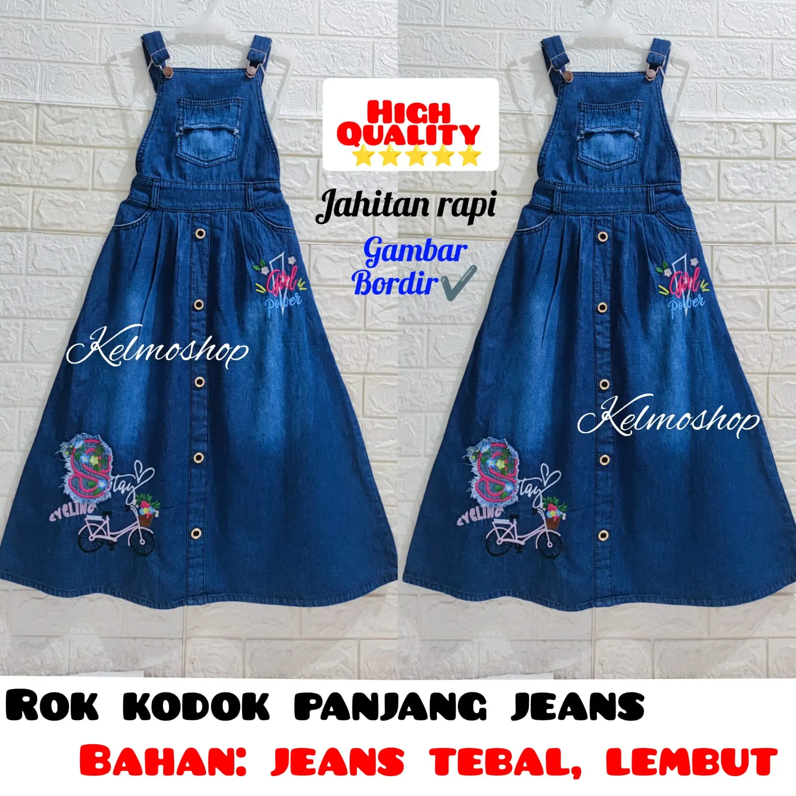 rok kodok panjang jeans anak perempuan/wearpack/overall/rok kodok jeans anak berkualitas termurah 7-13th/kelmoshop jeans Fashion Motif Perempuan