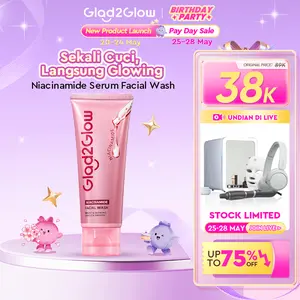 [New] Glad2Glow Niacinamide Serum Facial Wash-Pencuci Wajah Brightening Pembersih Pori Glowing Instant Ceramide Ectoin Sakura untuk Kulit Kusam Berminyak dan Sensitif Mencerahkan Melembabkan Menenangkan Cleanser70ml